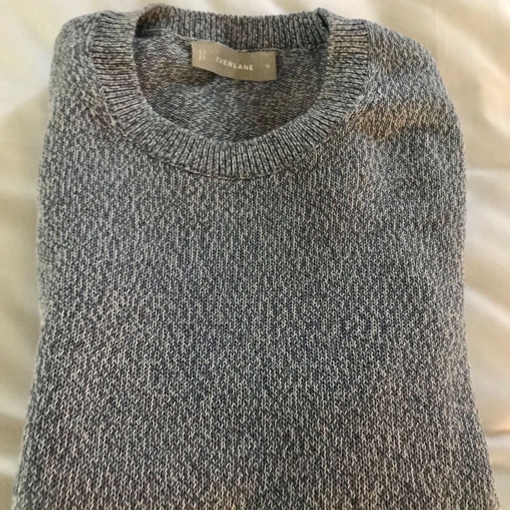 Everlane Blue Melange Crew Sweater medium
